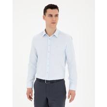 Pierre Cardin Erkek Açık Mavi Slim Fit Armürlü Uzun Kollu Gömlek 50289391-VR003