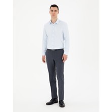 Pierre Cardin Erkek Açık Mavi Slim Fit Armürlü Uzun Kollu Gömlek 50289391-VR003