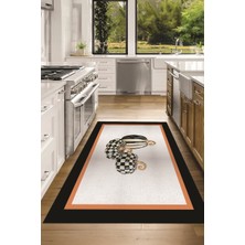 Napoli Home Dijital Baskılı Kaymaz Taban Yıkanabilir Kabak Desen Mutfak Halısı, N-Mutfak-13-Turuncu,