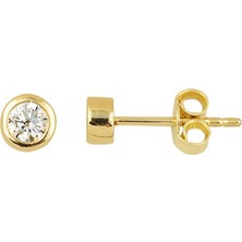 Bilezikci Ufak Boy 14 Ayar Tek Taş Altın Küpe