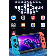 Beboncool X80 7inç LCD Geniş Ekran Hdmi 128BIT 10000+ Retro Arcade Oyun Konsolu Atari