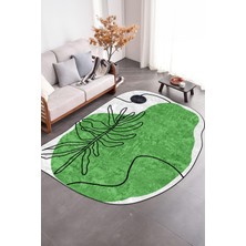 Napoli Home Dijital Baskılı Kaymaz Taban Yıkanabilir Lazer Kesim Yolluk Mutfak Salon Halısı, N-Lazer-17-Yeşil,