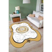 Napoli Home Dijital Baskılı Kaymaz Taban Yıkanabilir Lazer Kesim Yolluk Mutfak Salon Halısı, N-Lazer-12-Sarı,