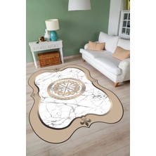 Napoli Home Dijital Baskılı Kaymaz Taban Yıkanabilir Lazer Kesim Yolluk Mutfak Salon Halısı, N-Lazer-12-Bej,