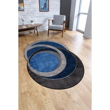 Napoli Home Dijital Baskılı Kaymaz Taban Yıkanabilir Lazer Kesim Yolluk Mutfak Salon Halısı, N-Lazer-05-Mavi,