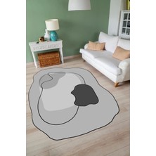 Napoli Home Dijital Baskılı Kaymaz Taban Yıkanabilir Lazer Kesim Yolluk Mutfak Salon Halısı, N-Lazer-13-Gri,