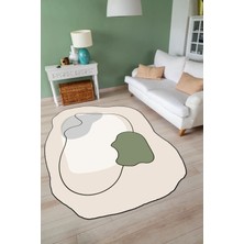 Napoli Home Dijital Baskılı Kaymaz Taban Yıkanabilir Lazer Kesim Yolluk Mutfak Salon Halısı, N-Lazer-13-Krem,