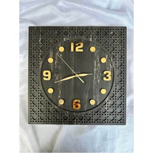 Esamore Concept Rattan Desen 40*40 cm Kare Gold Rakamlı Duvar Saati - Ahşap Duvar Saati