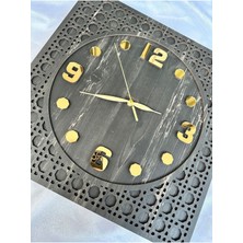 Esamore Concept Rattan Desen 40*40 cm Kare Gold Rakamlı Duvar Saati - Ahşap Duvar Saati