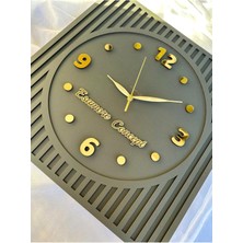 Esamore Concept Kare Gold Rakamlı Kişiselleştirilebilir 40*40 cm Duvar Saati - Ahşap Duvar Saati