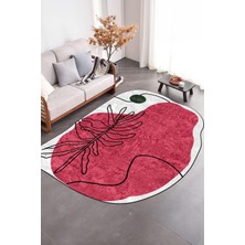 Napoli Home Dijital Baskılı Kaymaz Taban Yıkanabilir Lazer Kesim Yolluk Mutfak Salon Halısı, N-Lazer-17-Kırmızı,