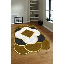 Napoli Home Dijital Baskılı Kaymaz Taban Yıkanabilir Lazer Kesim Yolluk Mutfak Salon Halısı, N-Lazer-10-Kahve,