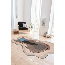 Napoli Home Dijital Baskılı Kaymaz Taban Yıkanabilir Lazer Kesim Yolluk Mutfak Salon Halısı, N-Lazer-21-Bej,