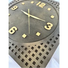 Esamore Concept Kare Desen 50*50 cm Kare Duvar Saati - Ahşap Duvar Saati - Antik Duvar Saati