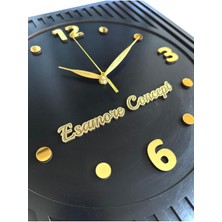 Esamore Concept Kare Gold Rakamlı Kişiselleştirilebilir 50*50 cm Duvar Saati - Ahşap Duvar Saati - Büyük Duvar Saati