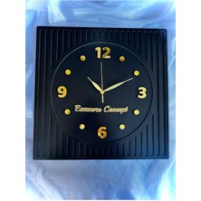 Esamore Concept Kare Gold Rakamlı Kişiselleştirilebilir 50*50 cm Duvar Saati - Ahşap Duvar Saati - Büyük Duvar Saati