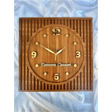 Esamore Concept Kare Gold Rakamlı Kişiselleştirilebilir 50*50 cm Duvar Saati - Ahşap Duvar Saati - Büyük Duvar Saati