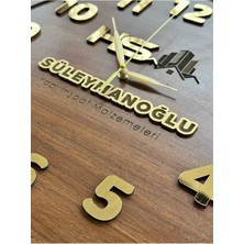Esamore Concept Kare Gold Rakamlı Kişiselleştirilebilir 50*50 cm Duvar Saati - Ahşap Duvar Saati - Büyük Duvar Saati