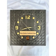 Esamore Concept Rattan Desen 40*40 cm Kişiselleştirilebilir Kare Gold Rakamlı Duvar Saati- Ahşap Duvar Saati