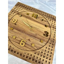 Esamore Concept Kare Desen Gold Rakamlı 40*40 cm Kare Duvar Saati - Ahşap Duvar Saati - Modern Duvar Saati