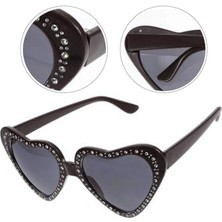 Markport Kalp Şekilli Taşlı Parti Gözlüğü Siyah Renk 6X16 cm