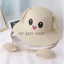 My Easy Shop Hareketli Kulaklı Çocuk Hasır Şapka