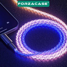 Forzacase Micro USB To USB 6A 66W Pd Rgb Işıklı Hızlı Şarj ve Data Kablosu 1 Metre - FC494