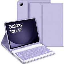 Samsung Galaxy Tab A9 8.7 Inç SM-X110 Uyumlu Bluetooth Özellik Standlı Kalem Bölmeli Klavyeli Kılıf