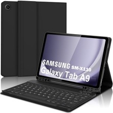 Samsung Galaxy Tab A9 8.7 Inç SM-X110 Uyumlu Bluetooth Özellik Standlı Kalem Bölmeli Klavyeli Kılıf