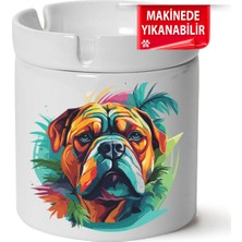 Çakılap Sevimli Köpek  Baskılı Porselen At-Söndür Küllük (Kl-Hyvn-Kpk)