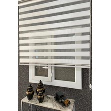Özel Jaluzi Beyaz Bambu Kumaş Zebra Stor Perde Etek Dilimsiz