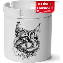 Çakılap Sevimli Kedi Baskılı Porselen At-Söndür Küllük (Kl-Hyvn-Kedi)
