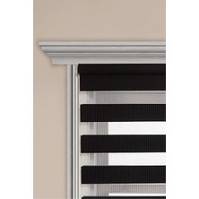 Özel Jaluzi Siyah Bambu Kumaş Zebra Stor Perde Etek Dilimsiz