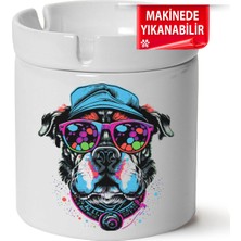 Çakılap Sevimli Köpek  Baskılı Porselen At-Söndür Küllük (Kl-Hyvn-Kpk)