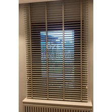 Özel Jaluzi Krem 50 Mm Ahşap Görünümlü Jaluzi