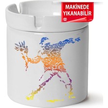 Çakılap Çiçek Atan Adam Baskılı Porselen At-Söndür Küllük (Kl-Krs)