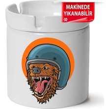 Çakılap Kasklı Ayı Baskılı Porselen At-Söndür Küllük (Kl-Krs)