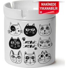 Sevimli Kedi Baskılı Porselen At-Söndür Küllük (Kl-Hyvn-Kedi)