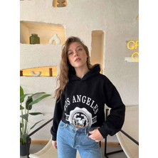 Modalizm Kapüşonlu Crop Şardonlu Kadın Sweatshirt