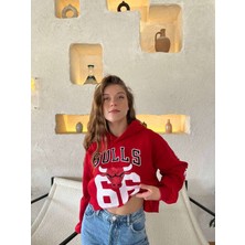 Modalizm Kapüşonlu Crop Şardonlu Kadın Sweatshirt