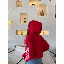 Modalizm Kapüşonlu Crop Şardonlu Kadın Sweatshirt