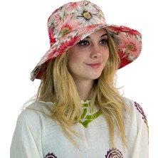 Bay Şapkacı Çiçek Baskılı Kadın Şapka 1322 Kırmızı
