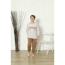 Mutlu City Yeni Sezon Erkek Çocuk Gez Garson Uzun Kollu Pamuk Penye Pijama Takımı 5084