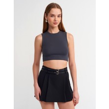 Dilvin 30125 Crop Top-Antrasit
