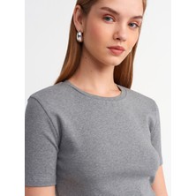 Dilvin 30995 Crop T-Shirt-Antrasit