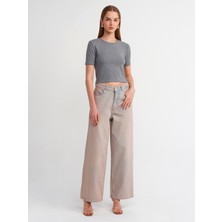 Dilvin 30995 Crop T-Shirt-Antrasit
