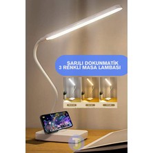 Technojet USB Şarjlı Beyaz Telefon Tutucu Masa Lambası Farklı Renk Seçenekli Şık Gece Lambası Ofis