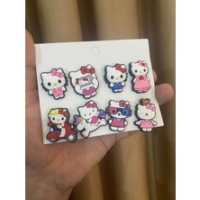Herşey Nota Hello Kitty Desen Crocks Terlik Süsü Jibbitz Crocs Aksesuarı 8 Adet