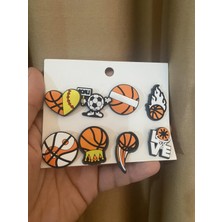 Herşey Nota Basketbol Temali Terlik Süsü Jibbitz Crocs Aksesuarı 8 Adet Hediyelik Aksesuar