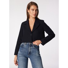 People By Fabrika Crop Lacivert Kadın Ceket SPBF4SL-CKT5502